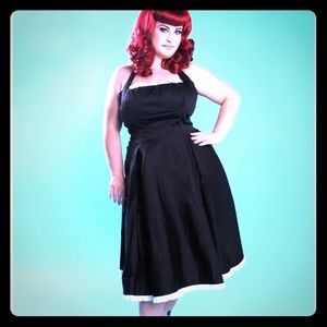 Black Pinup Couture Ginger dress w/white eyelet